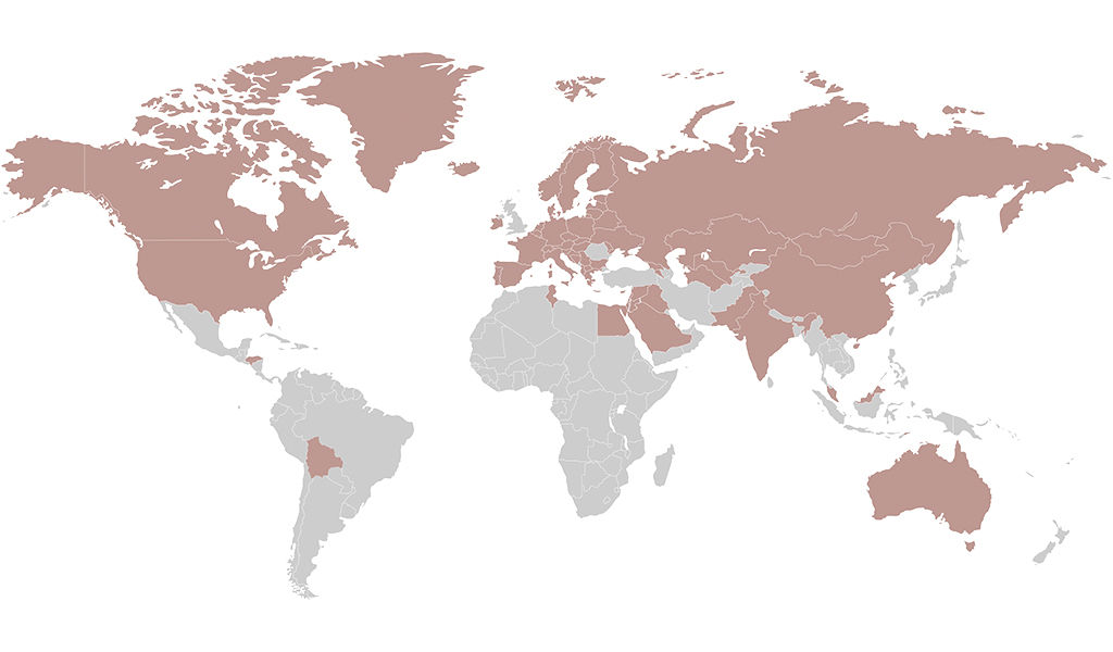 Auf einer Weltkarte sind die Export-Länder inklusive Deutschland farblich gekennzeichnet