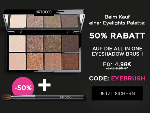 Beim Kauf einer Eyelights Palette gibt es 50% auf die All in one Eyeshadow Brush | ARTDECO