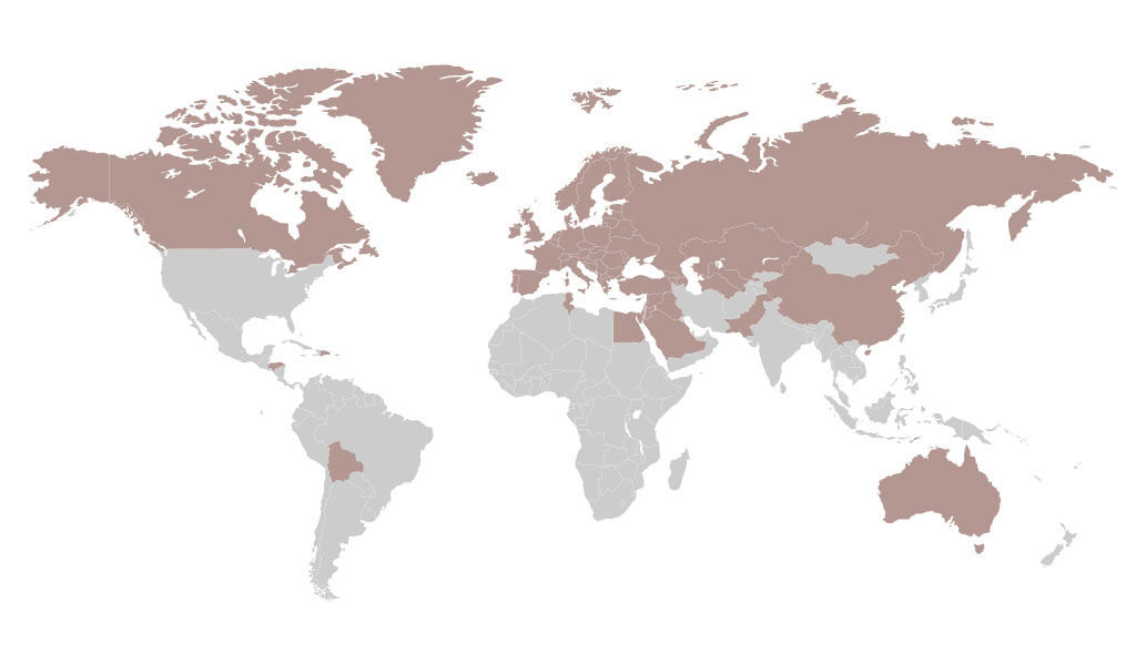 Auf einer Weltkarte sind die Export-Länder inklusive Deutschland farblich gekennzeichnet